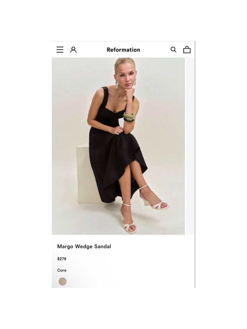 New Reformation Margo Wedge Sandal in Beige 8 - Picture 2 of 8
